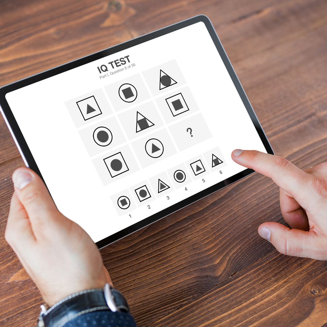 Person thoughtfully working on a cognitive exercise